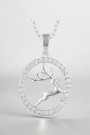 Sølv anheng, rein med en krans av zirconia-stener thumbnail