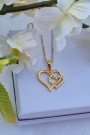 Sølv forgylt hjertesmykke m/zirconia stener thumbnail