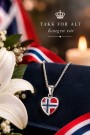 Sølv anheng, flagg, hjerte m/emalje, lite thumbnail