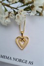 Lekkert hjertesmykke, sølv forgylt m/zirconia thumbnail