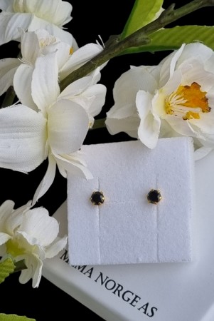 Sølv forgylt ørepynt, 4mm, zirconia, svart