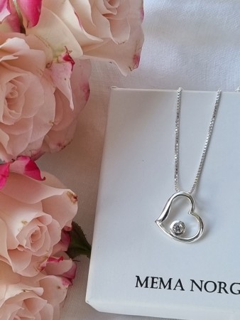 Sølv hjerteanheng m/zirconia, blank