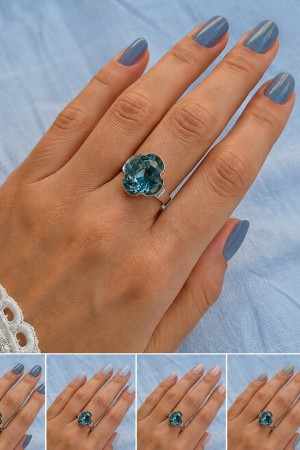 Lekker vintage sølv ring m/blå sten, KUN 1 STK