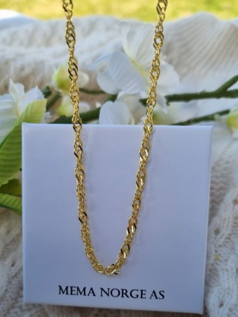 Lekkert Singapore kjede, sølv forgylt, 5mm, 40cm