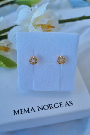 Lekre ørepynt, sølv forgylt m/zirconia stener, 5mm