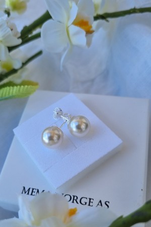 Sølv ørepynt, perle, 10mm, hvit
