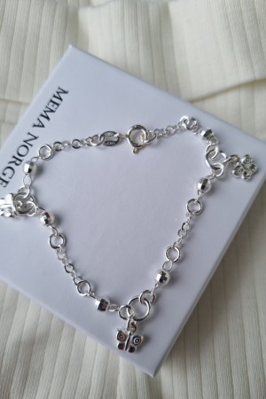 Sølv armbånd,16cm m/sommerfugler