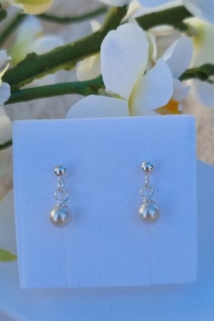 Søte sølv ørepynt med perle, 6mm