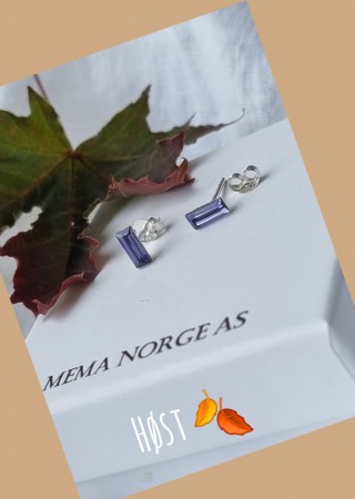 Lekre sølv ørepynt m/Swarovski-krystall, baguette-slipt