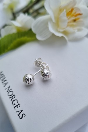 Sølv kuleørepynt, sisselert, 6mm