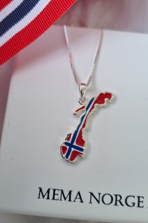 Flaggsmykke, sølv anheng m/emalje