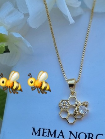 Sølv forgylt anheng, bie, zirconia