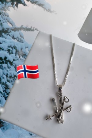 Sølv anheng, ski/staver