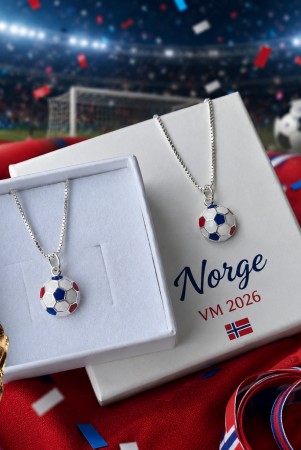 VM - fotballen i sølv, rød, hvit og blå